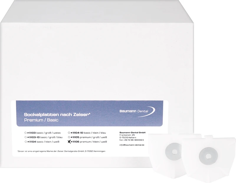 Sockelplatte für Zeiser®  Packung  100 Stück Premium, weiß, klein