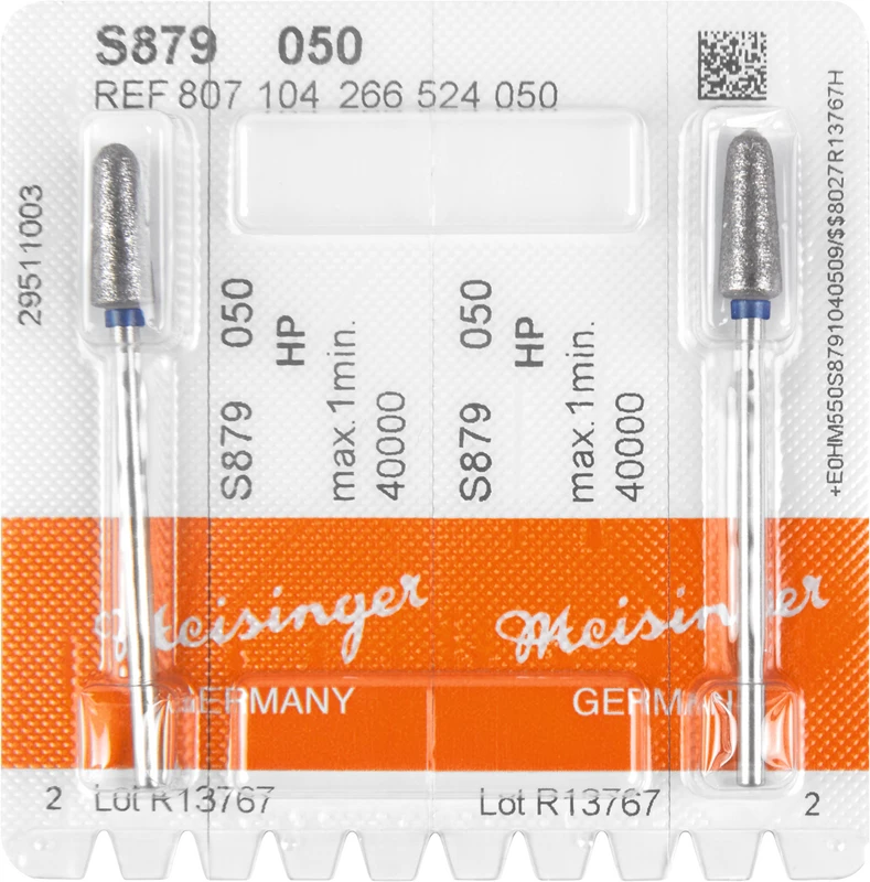 Sinterdiamanten S879  Packung  2 Stück blau mittel, HP, Figur 266 Torpedo, 14 mm, ISO 050