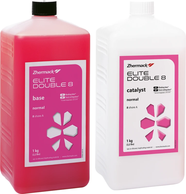Elite Double 8   Packung  1 kg Flasche Base, 1 kg Flasche Katalysator, rosa, normalabbindend