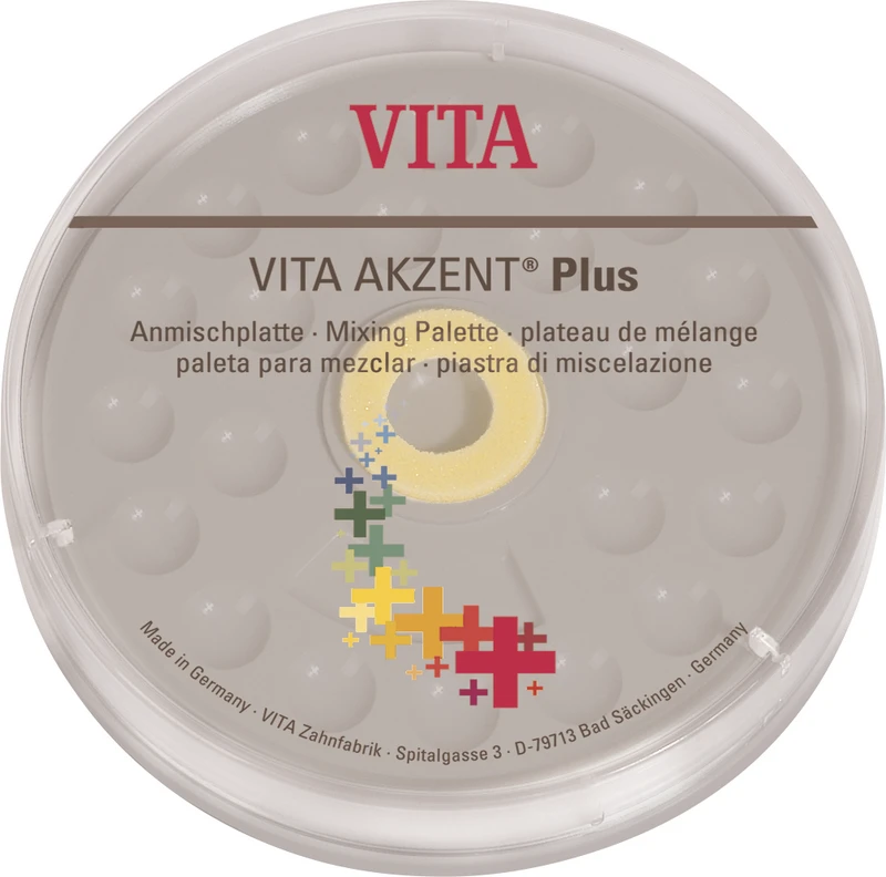 VITA AKZENT® Plus Anmischplatte  Stück  Anmischplatte Kunststoff, mit 21 Mulden, Ø 144 mm