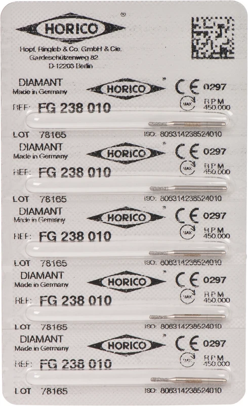 Diamantschleifer 238  Packung  5 Stück FG, Figur 238, 4 mm, ISO 010