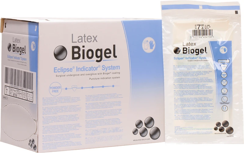 Biogel Eclipse® Indicator® System  Packung  25 x 2 Paar puderfrei, (Farbe: stroh, grün), Größe 7