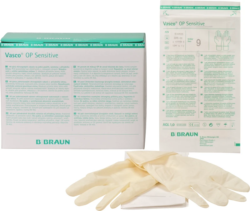 Vasco® OP Sensitive  Karton  40 Paar puderfrei, naturweiß, Größe 9