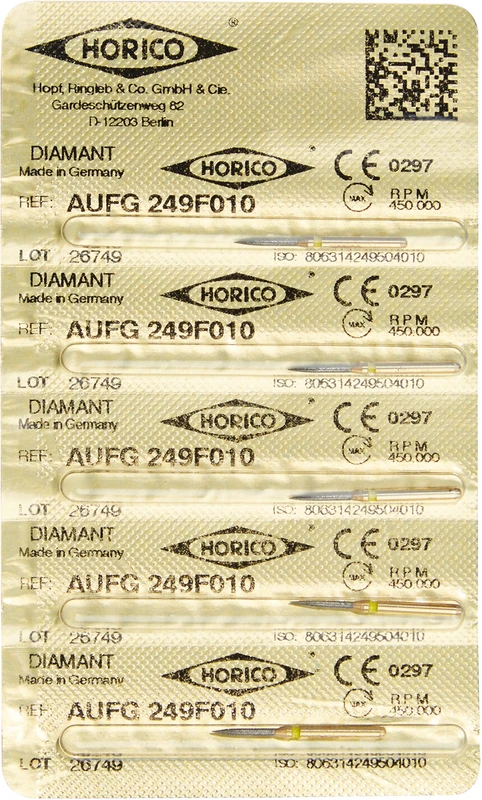 Diamant AuFG 249  Packung  5 Stück gelb extra fein, FG, Figur 249, ISO 010