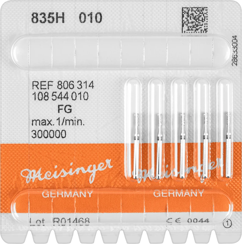 Diamanten 835  Packung  5 Stück schwarz supergrob, FG, Figur 108 Zylinder, 3,5 mm, ISO 010