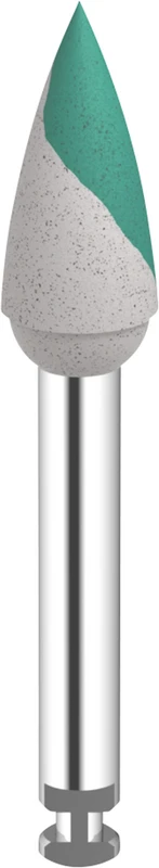 Omnipol für Zirkon gesintert  Stück  grün\weiß x-grob, Flamme, RA, Kopflänge: 10 mm, Ø 4,4 mm