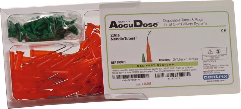 AccuDose®  Packung  100 Kanülen, 100 Stopfen 20ga