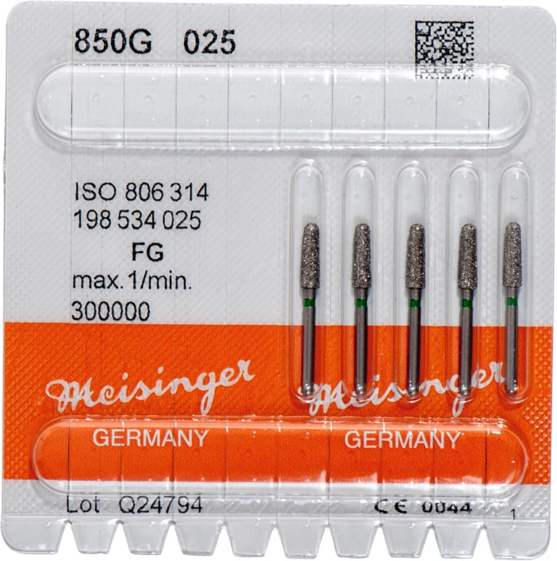 Diamanten 850  Packung  5 Stück grün grob, FG, Figur 198 Konus rund, 8 mm ISO 025