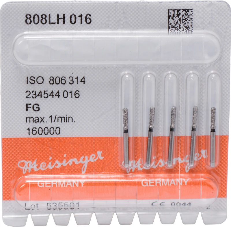 Diamanten 808  Packung  5 Stück schwarz super grob, FG, Figur 234 Birne lang, 5 mm, ISO 016