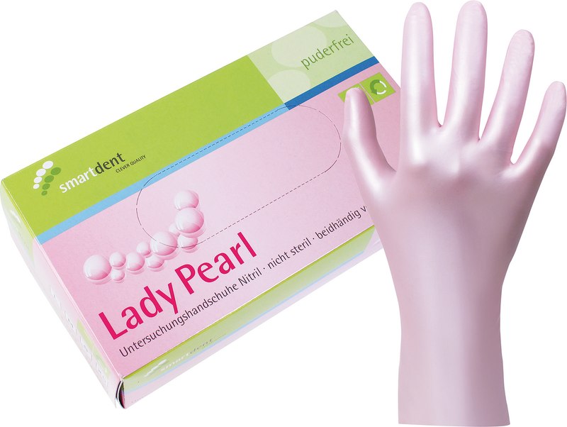 smart Lady Pearl Nitrilhandschuhe  Packung  100 Stück puderfrei, perlmutt rosa, L
