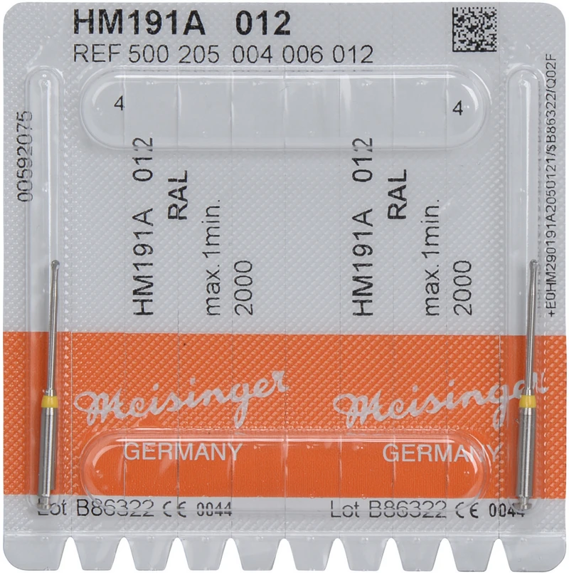 Endo Access Bur 191A  Packung  2 Stück gelb, RAL, Figur 004, Kopf: 16 mm, Total: 31 mm, ISO 012