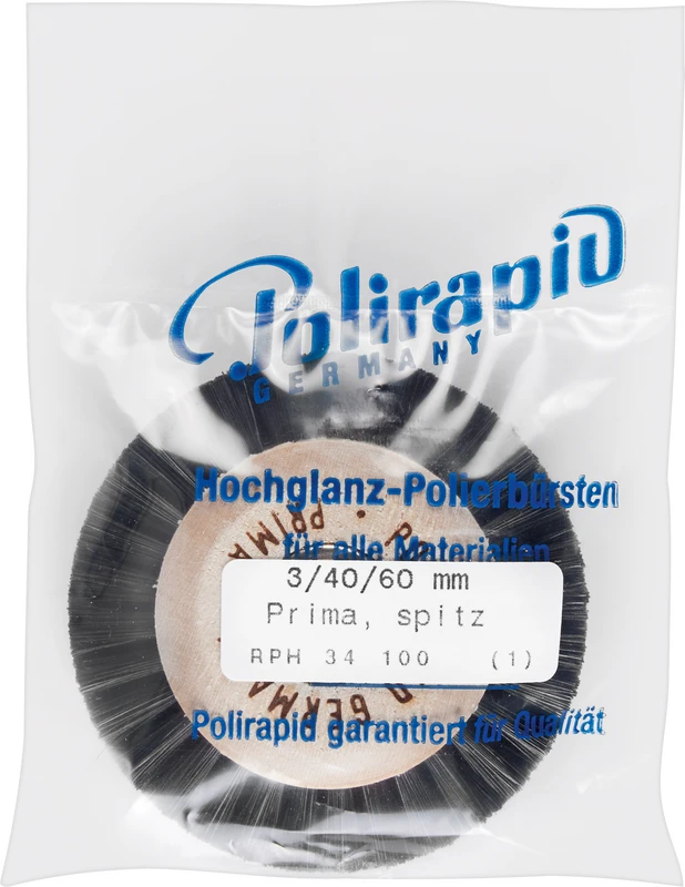 Prima Rundbürsten  Stück  mit HK, 3-reihig, Chungking schwarz spitz, Kern: Ø 40 mm, Außen: Ø 60 mm