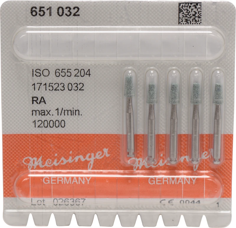 Keramische Schleifer 651  Packung  5 Stück grün mittel, RA, Figur 171, 6 mm, ISO 032