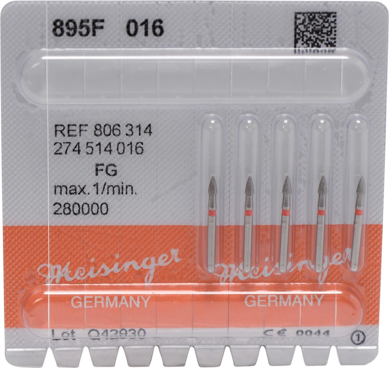 Diamanten 895  Packung  5 Stück rot fein, FG, Figur 274 Granate, 3,5 mm, ISO 016