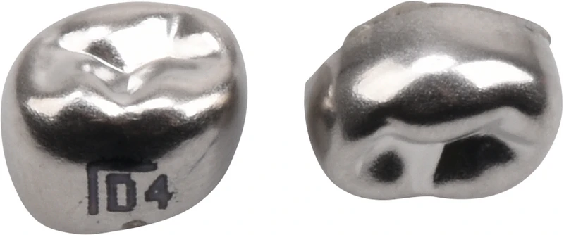 PEDO CROWNS  Nachfüllpackung  5 Stück Edelstahl, Gr. 4, UK, links, 1. Milchzahn