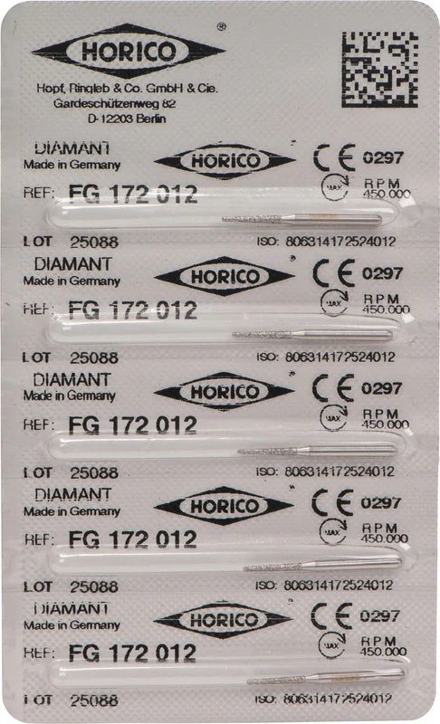 Diamantschleifer 172  Packung  5 Stück FG, Figur 172, 8 mm, ISO 012