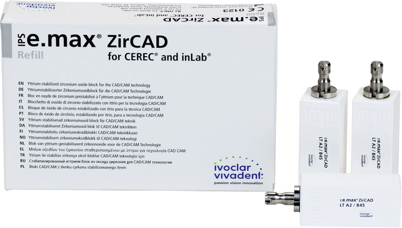 IPS e.max ZirCAD for CEREC\Inlab  Packung  3 Stück LT A2 B45