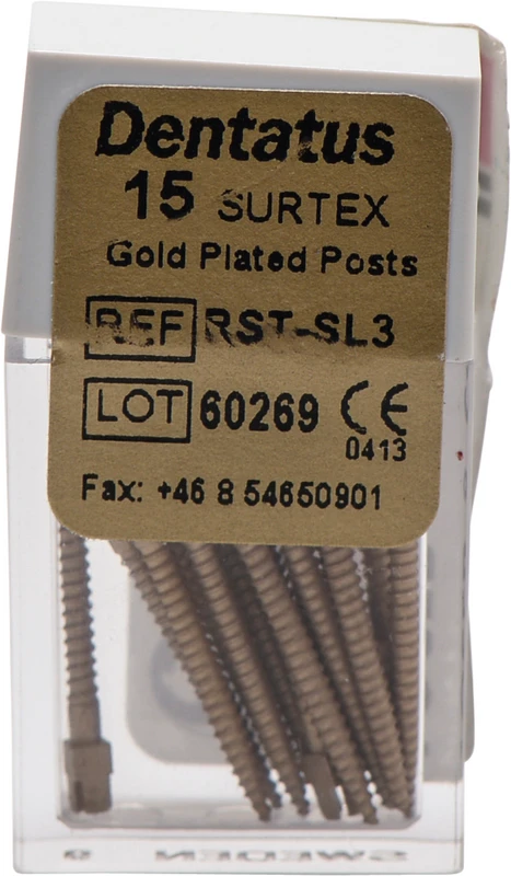 Classic Surtex vergoldete Wurzelstifte  Packung  15 Stück 17 mm, Ø 1,35 mm, Größe 3