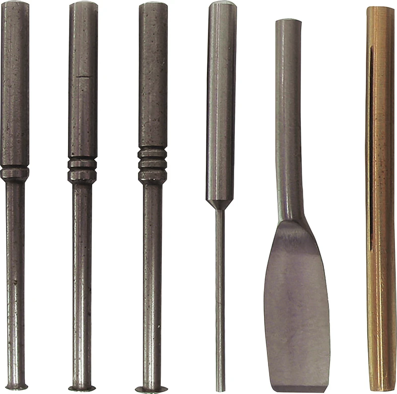 Vermessungssatz nach Ney  Set  3 Unterschnitt-Messinstrumente (0,25 mm, 0,5 mm, 0,75 mm), 1 Sucherstift, 1 Wachsschaber, 1 Minenhalter, 10 Graphitminen, Schaft Ø 3 mm