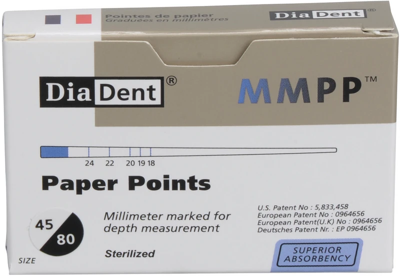 DiaDent® Papierspitzen  Packung  200 Stück ISO 045-080