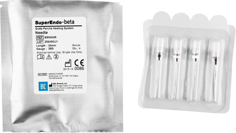 SuperEndo B&L Guttapercha-Nadeln  Packung  4 Stück 24 mm, 25 ga