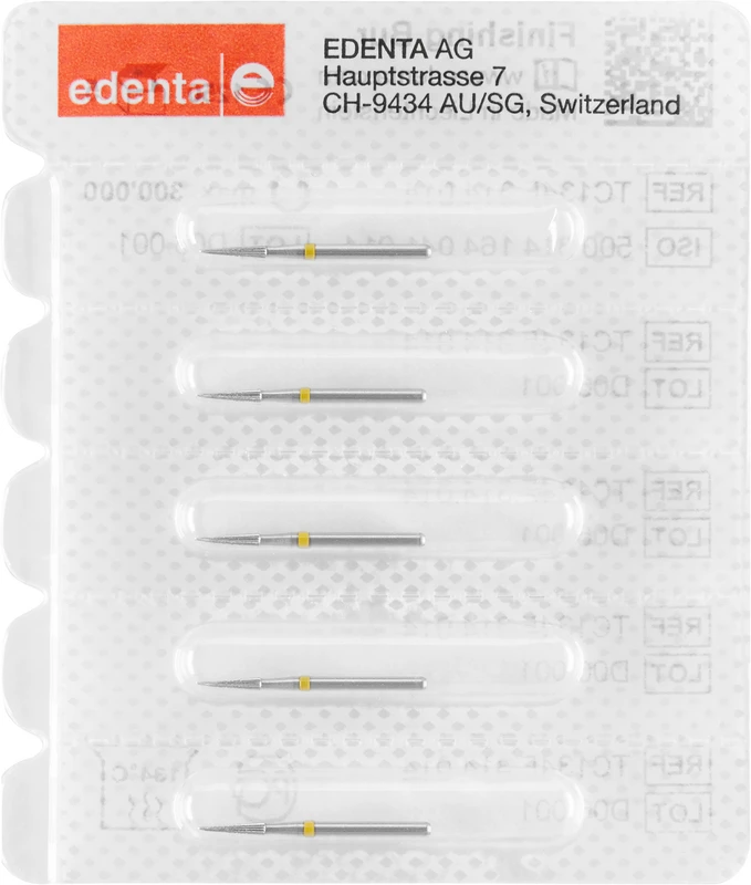 HM-Finierer TC134  Packung  5 Stück mittlere Spitze, rot, 8 Schneiden, FG, Figur 164, 6 mm, ISO 014