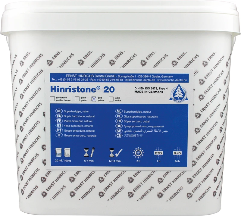 Hinristone® 20  Eimer  10 kg Superhartgips gelb