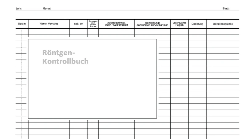 Einlageblatt Röntgen-Kontrollbuch   Packung  50 Stück