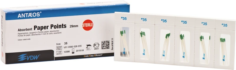 Papierspitzen steril  Packung  180 Stück Taper.02, ISO 035