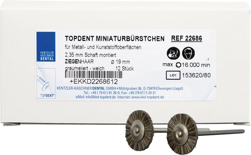 TOPDENT Ziegenhaarbürste  Packung  12 Stück meliert weich, Ø 19 mm