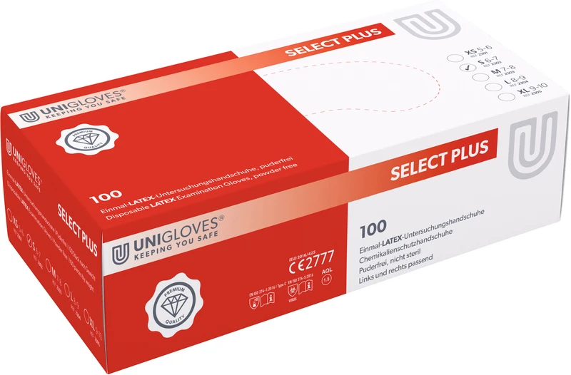 SELECT® PLUS  Packung  100 Stück puderfrei, naturlatex, S