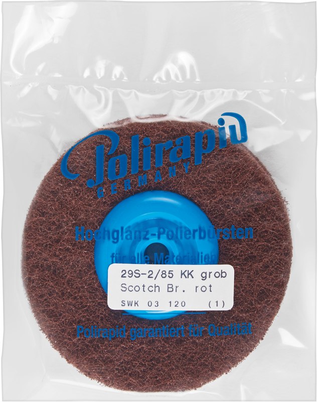 3M Scotch-Brite Schwabbel  Stück  mit Kunststoffkern, 2 Scheiben 3M Scotch-Brite rot grob, Ø 85 mm