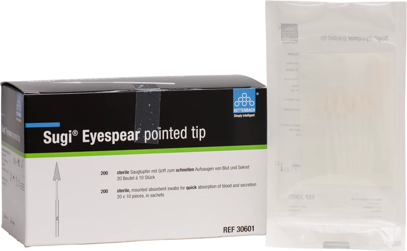 Sugi® Tupfer  Packung  20 x 10 Stück mit Griff, spitz, 17 x 7 mm
