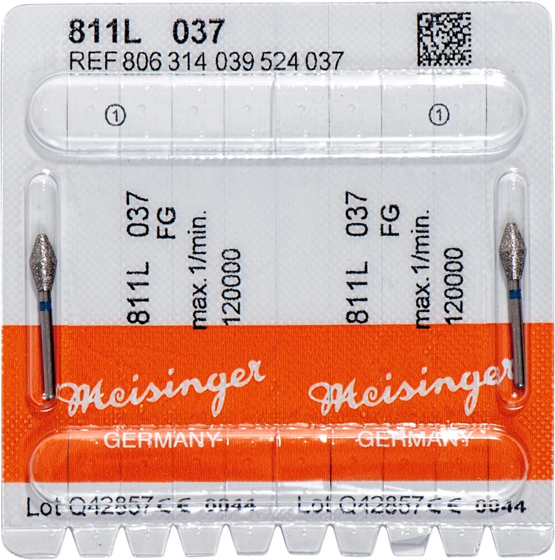 Diamanten 811  Packung  2 Stück blau mittel, FG, Figur 039 Doppelkegel, 7 mm, ISO 037