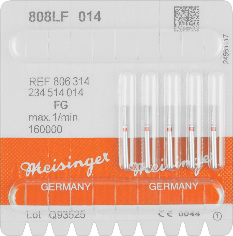 Diamanten 808  Packung  5 Stück rot fein, FG, Figur 234 Birne lang, 5 mm, ISO 014