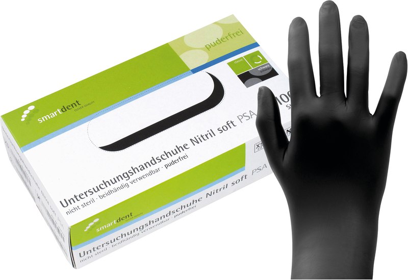 smart Nitrilhandschuhe Soft PF  Packung  100 Stück puderfrei, schwarz, S