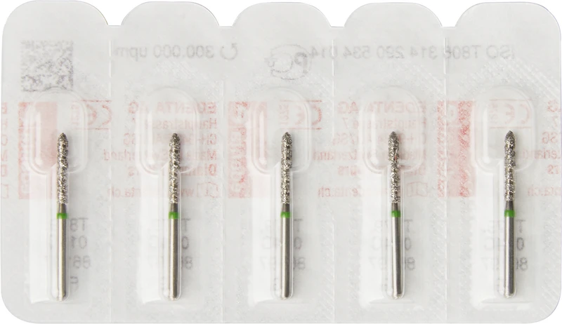 Turbo Diamanten T879  Packung  5 Stück grün grob, FG, Figur 290 Torpedo zylindrisch, 10 mm, ISO 014