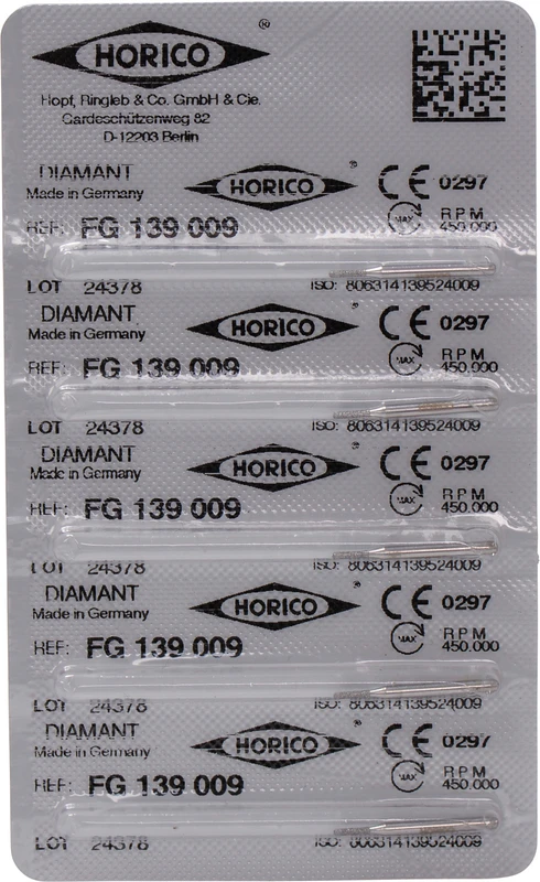Diamantschleifer 139  Packung  5 Stück FG, Figur 139, 4 mm, ISO 009