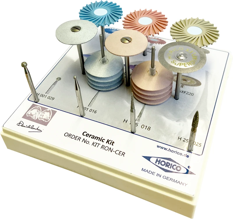 RON-CER Keramikbearbeitung   Kit  4 Diamantschleifer, 1 Diamantscheibe,13 Polierer