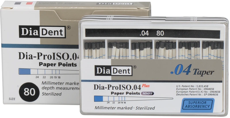DiaDent® Dia-Pro Paper Points  Packung  100 Stück Taper.04, ISO 080