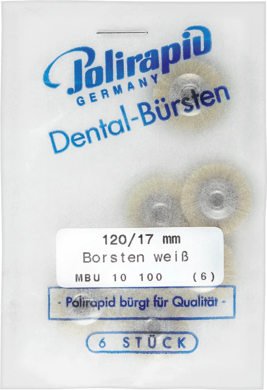 Miniaturbürsten  Packung  6 Stück unmontiert, Chungking Borste weiß, Ø 17 mm