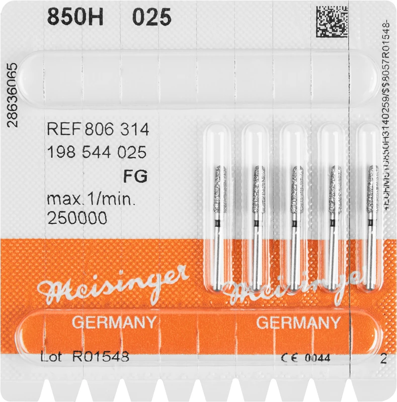 Diamanten 850  Packung  5 Stück schwarz super grob, FG, Figur 198 Konus rund, 8 mm ISO 025