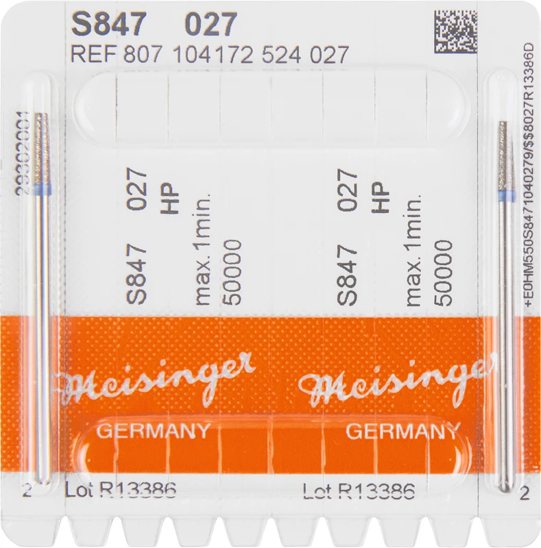 Sinterdiamanten S847  Packung  2 Stück blau mittel, HP, Figur 172 Konus, 8,5 mm, ISO 027