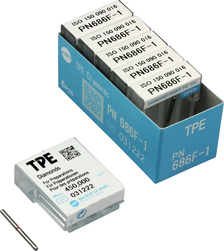 TPE Diamant FG 680  Packung  6 Stück rot fein, FG, 9 mm, ISO 016