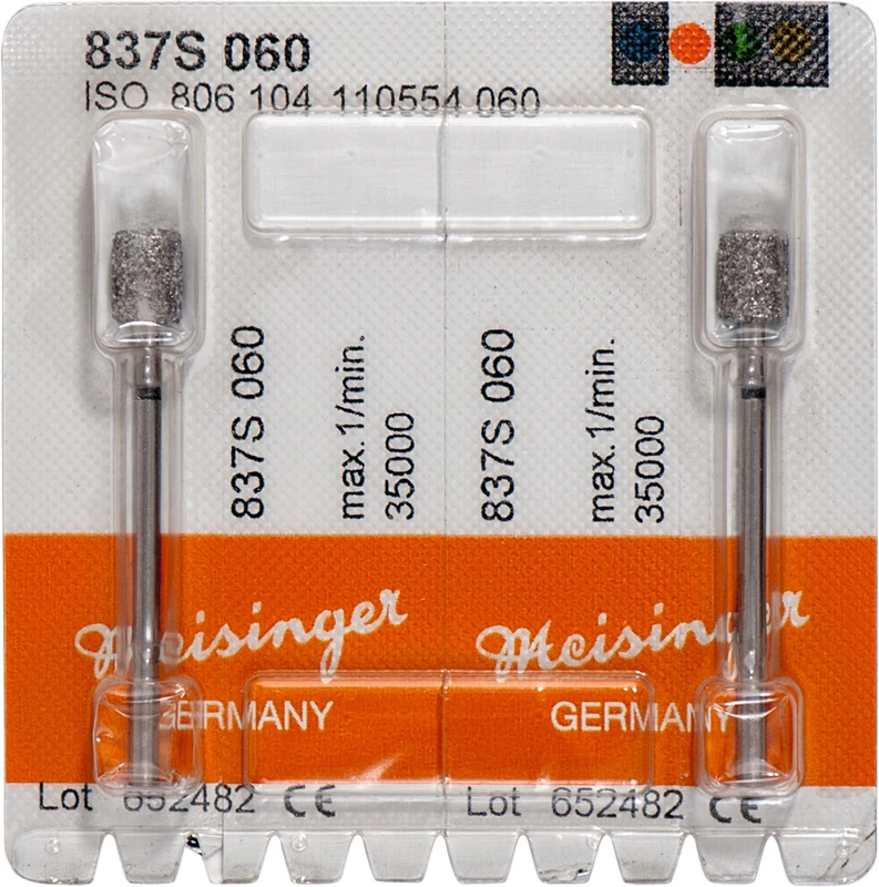 Diamanten 837  Packung  2 Stück 2 x schwarz ultra grob, HP, Figur 110 Zylinder, 6 mm, ISO 060