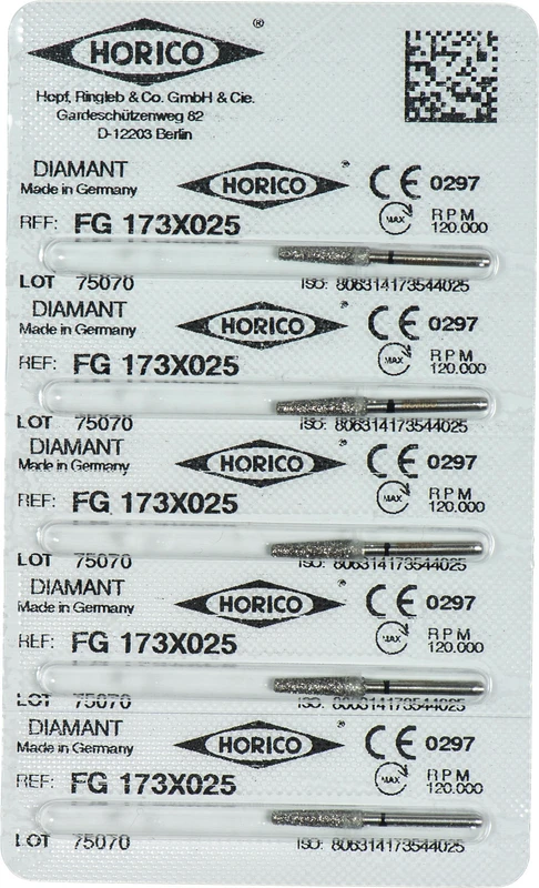 Diamantschleifer 173  Packung  5 Stück schwarz x-grob, FG, Figur 173, 10 mm, ISO 025