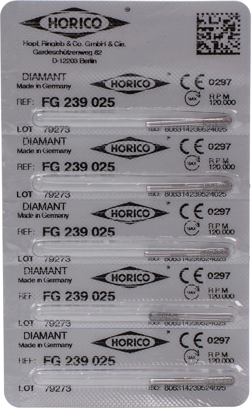 Diamantschleifer 239  Packung  5 Stück FG, Figur 239, 7 mm, ISO 025