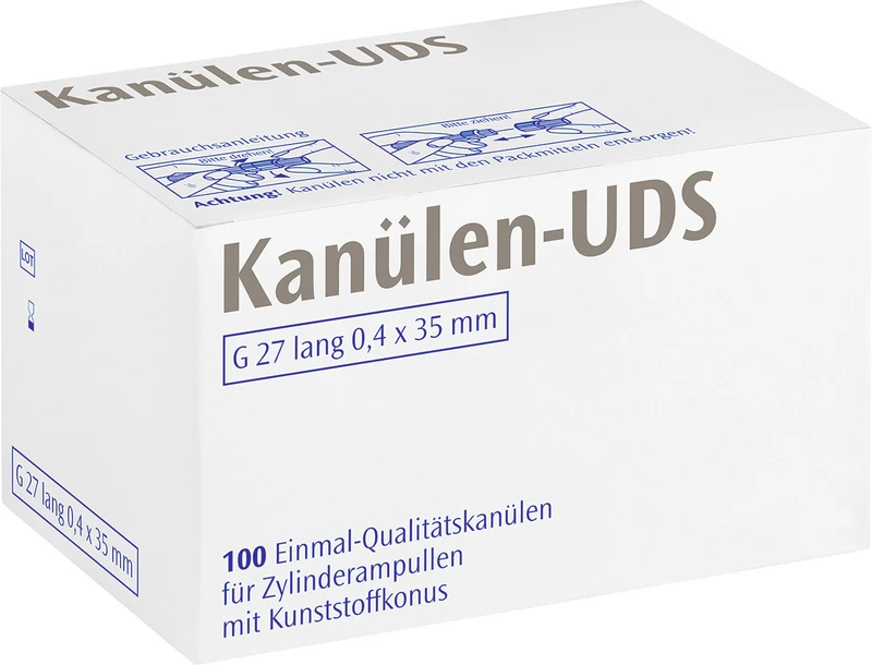 UDS Kanülen  Packung  100 Stück grau G27 lang, 0,4 x 35 mm, Kappe mittelgrau