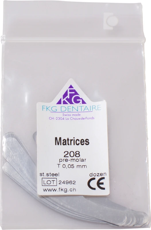 FKG Matrizen  Packung  12 Stück 208, ET 0,05 mm, Prämolar