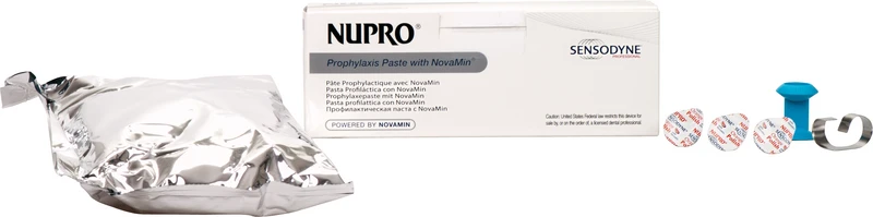 NUPRO® mit NovaMin®   Packung  175 x 1,4 g Single Dose Orange ohne Fluorid, 1 Prophy Grip, 1 Ring
